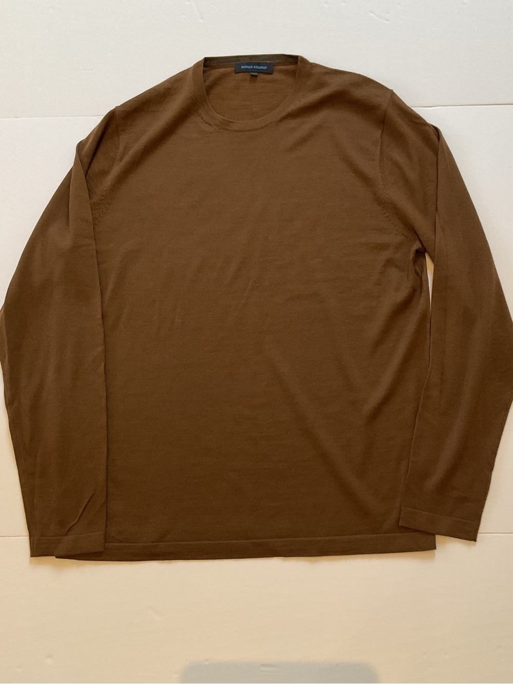 Men's Brown Patrick Assaraf Long-Sleeve Crewneck lightweight sweater